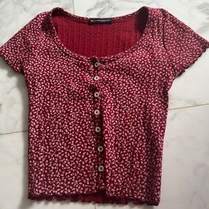 brandy mellvile red "zelly" ruffled top